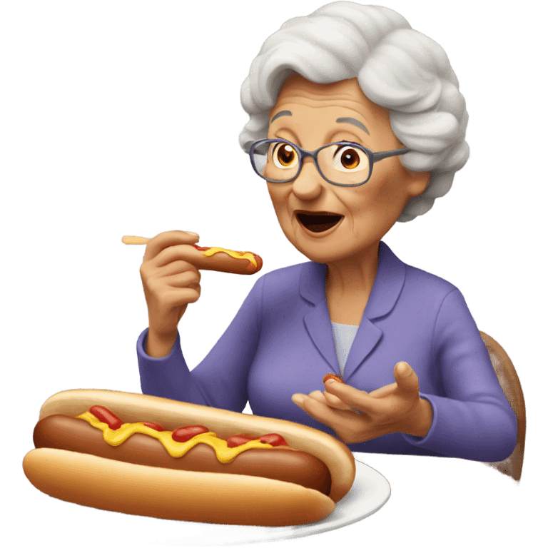 grandma eating a hot dog emoji