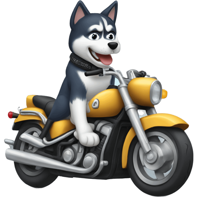 Husky riding a motorcycle  emoji