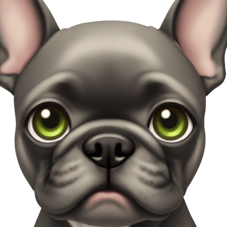 French bulldog with beige fur and green eyes emoji