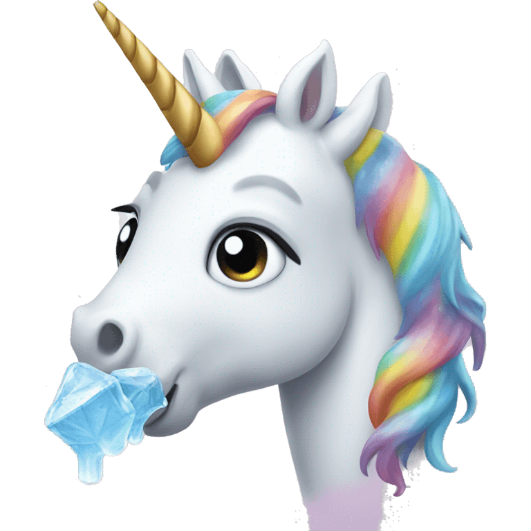 unicorn eating ice  emoji