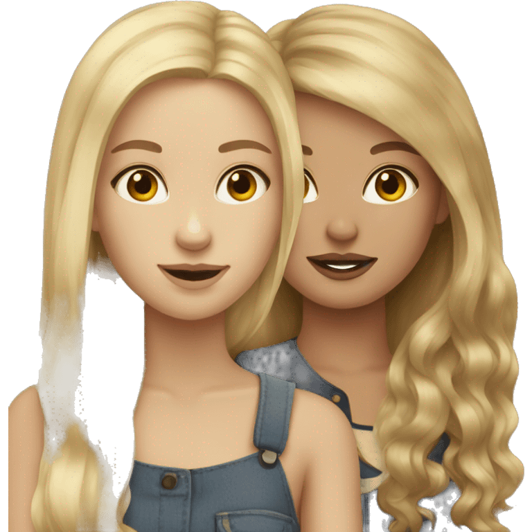 Blonde and brown hair girl emoji