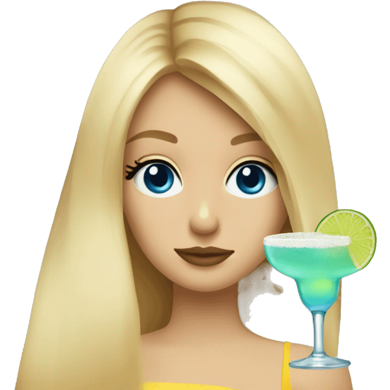 Blonde hair blue eye girl drinking margarita emoji