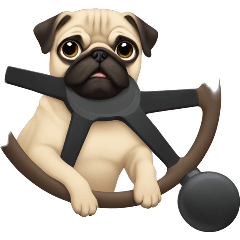 pug using a steering wheel that is a circle  emoji