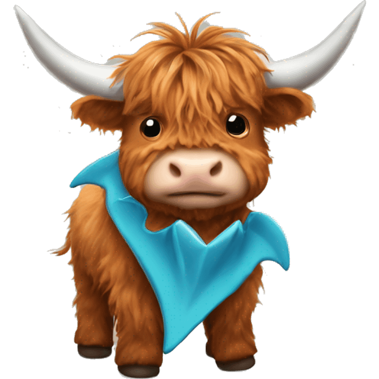 baby highland cow with a shark costume emoji