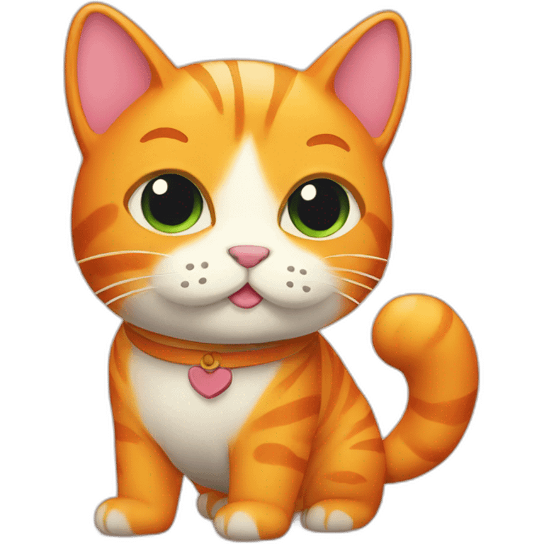 big serious orange cat kawaii style full body emoji