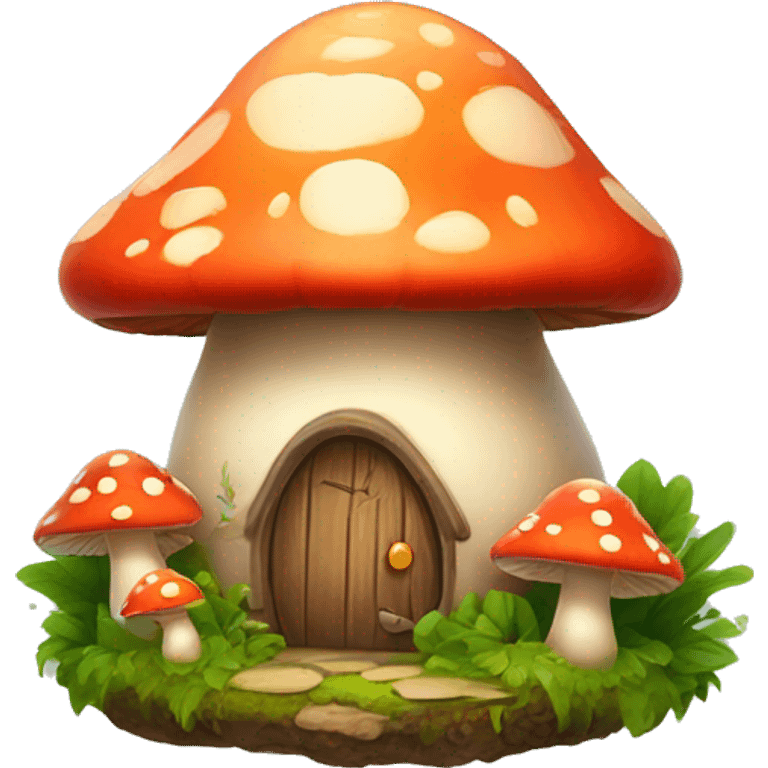 Make a logo of a cute mushroom house with a fairy emoji