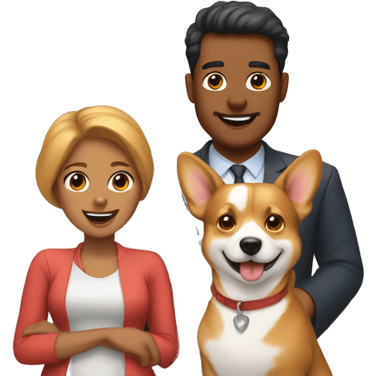 Man, woman and 2 corgies emoji