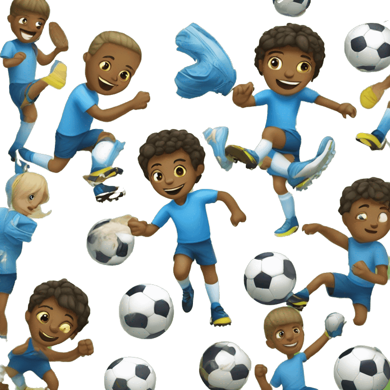 In garden kids playning fotball  emoji