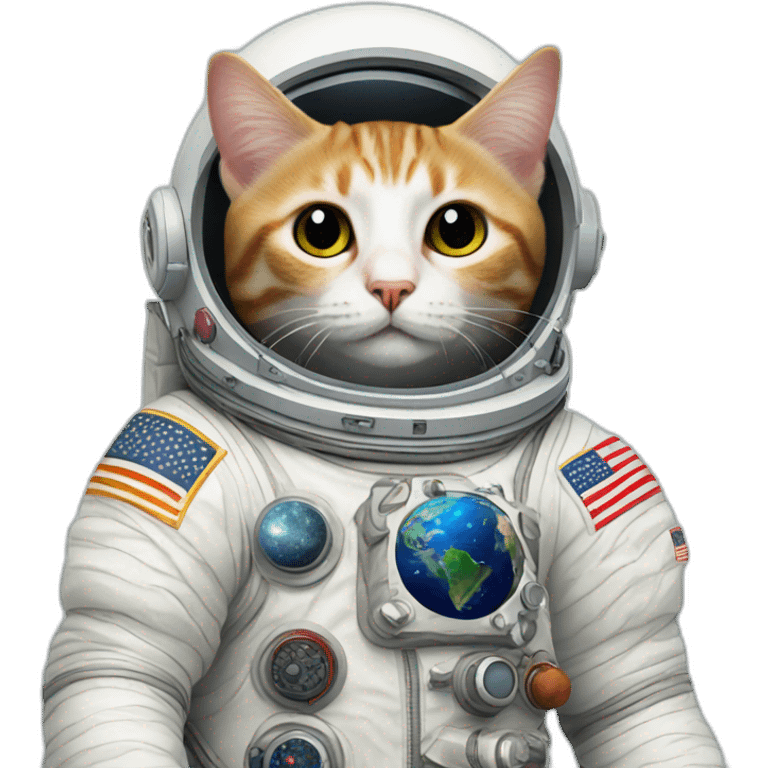 cat astronaut with tiny planet emoji