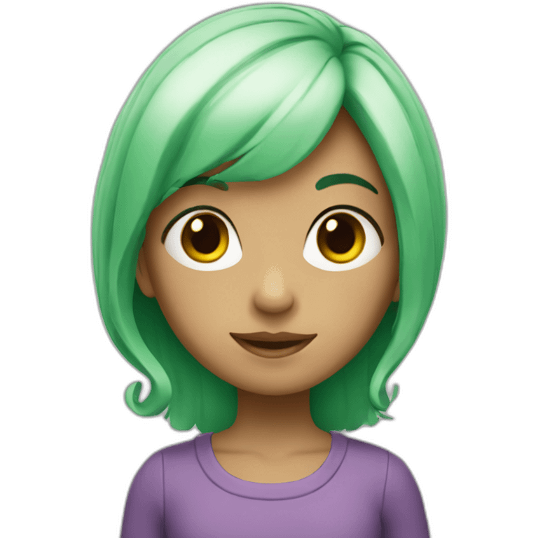 green-haired little girl with white beard emoji