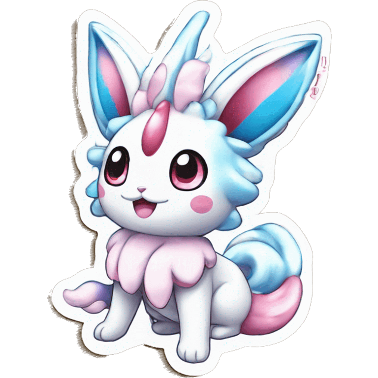 Kawaii Gorgeous Beautiful Shiny Sparkly Sylveon-Pokémon full body sticker emoji