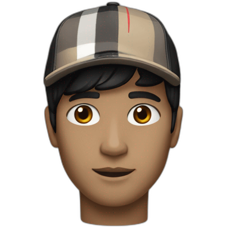 guy with white skin burberry cap and black mid-length hair emoji