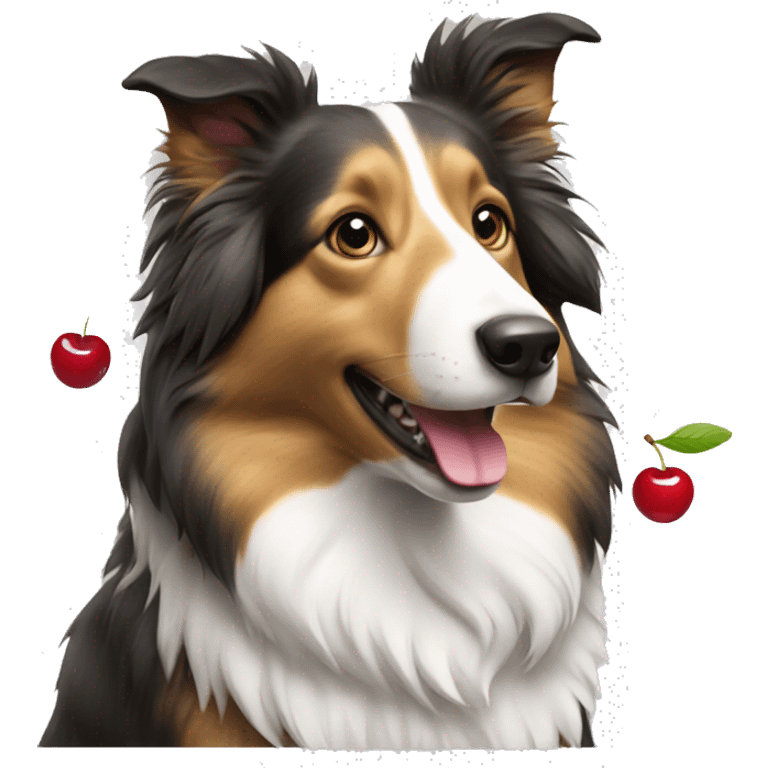 Collie dog with cherry  emoji