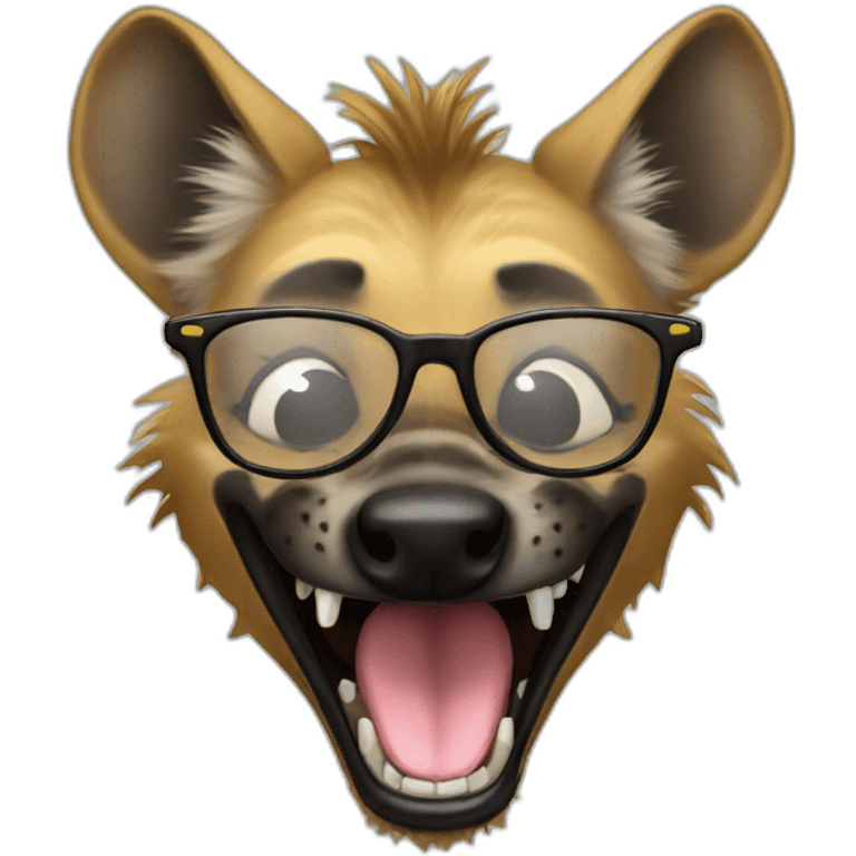 Hyena laughing with glasses emoji