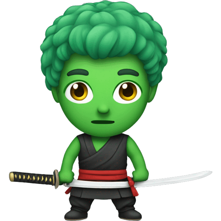 Green haired man with katana emoji