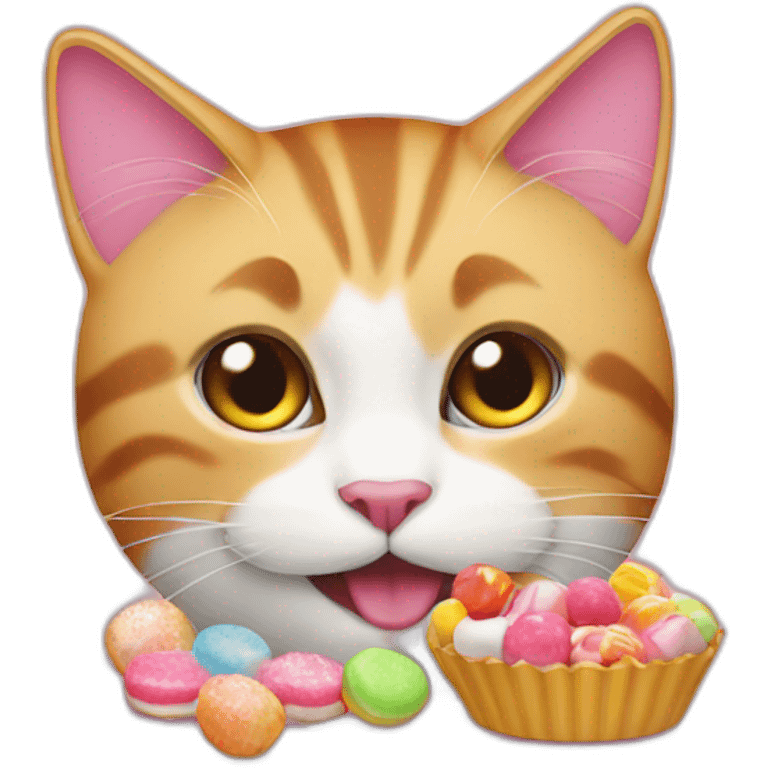 pussy cat eating sweets emoji