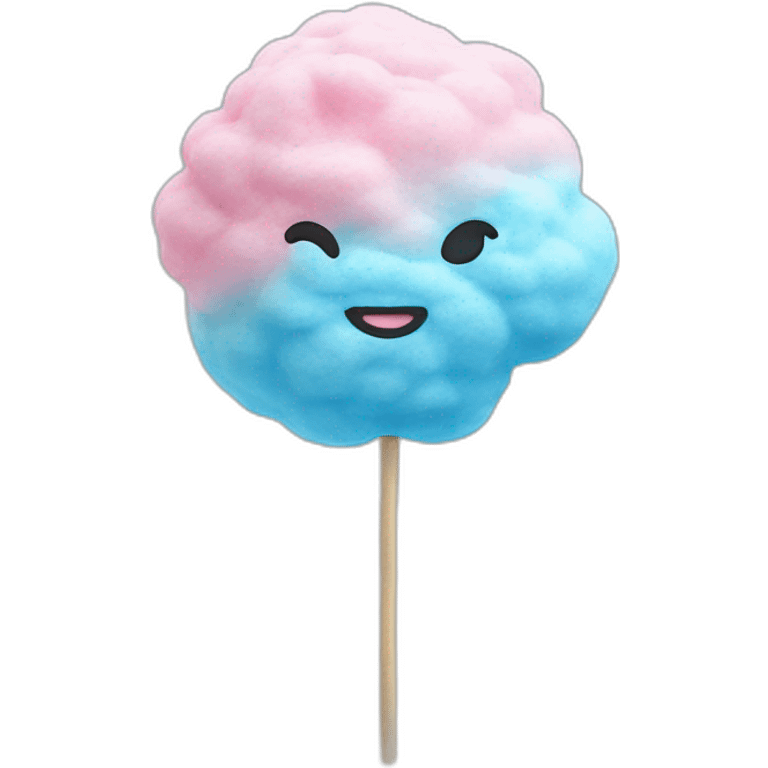 cotton candy on a stick blue and pink emoji