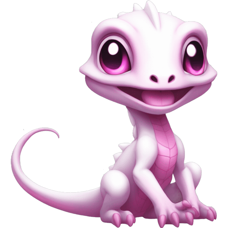 White, Shiny, Chibi, White, Anthro-Sona-Lizard-Alien-Salazzle-Fakémon, with pink eyes, Full Body emoji