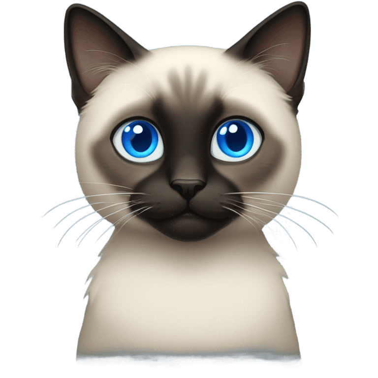 fluffy black siamese cat with blue eyes  emoji