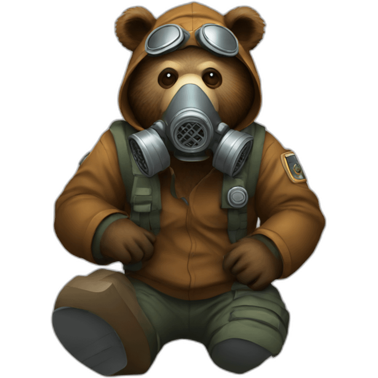 Grizzly with Gas mask emoji