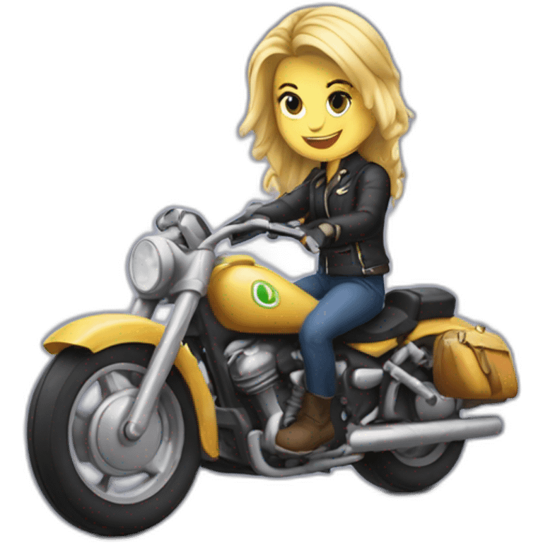 Blonde tressée sur une moto emoji