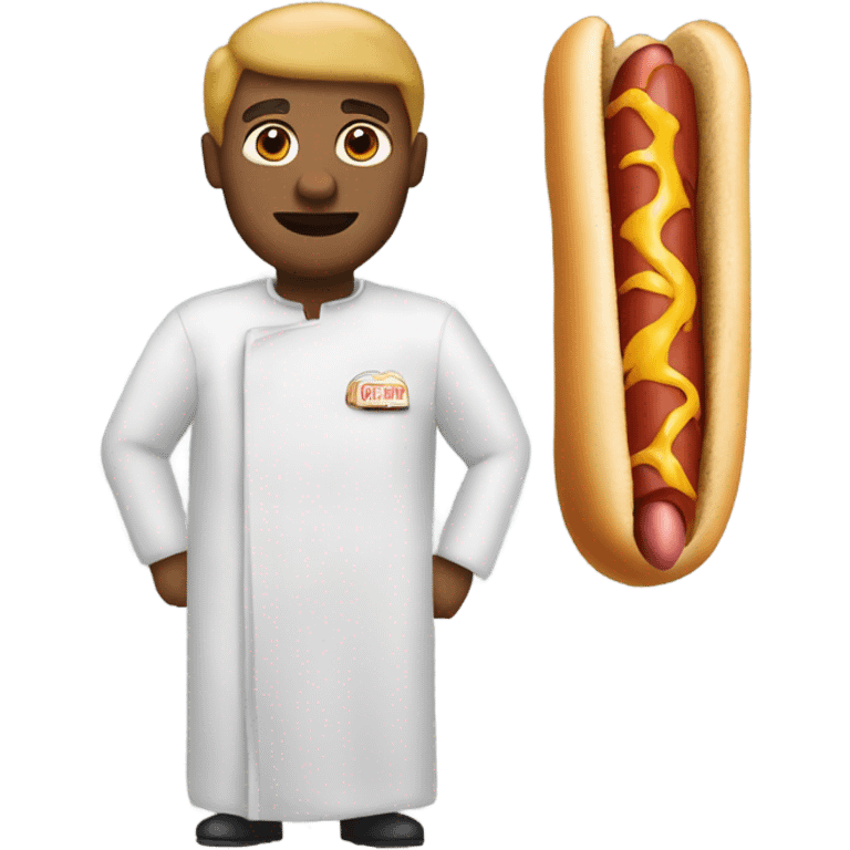 Man wearing a hotdog suit ￼ emoji