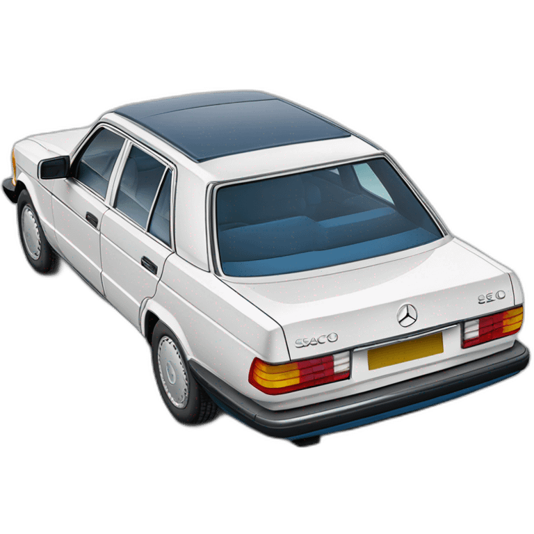 Mercedes w126 300se white from year 1987 the sacco panels are grey and the interior is blue emoji