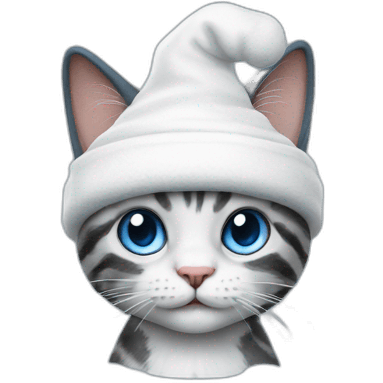 A realistic smurf that is mixed with a cat with a white cap emoji