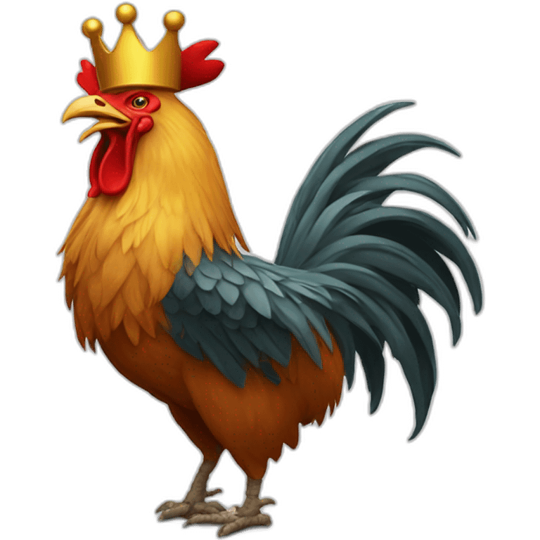 fighting and howling rooster with a crown on its head emoji