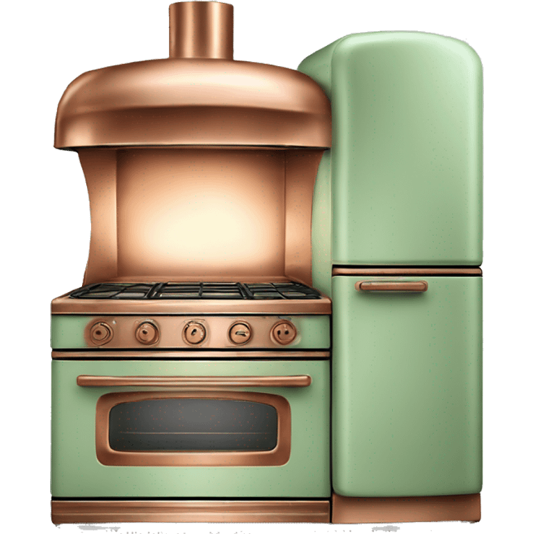 Realistic pastel green and metallic copper vintage oven. emoji