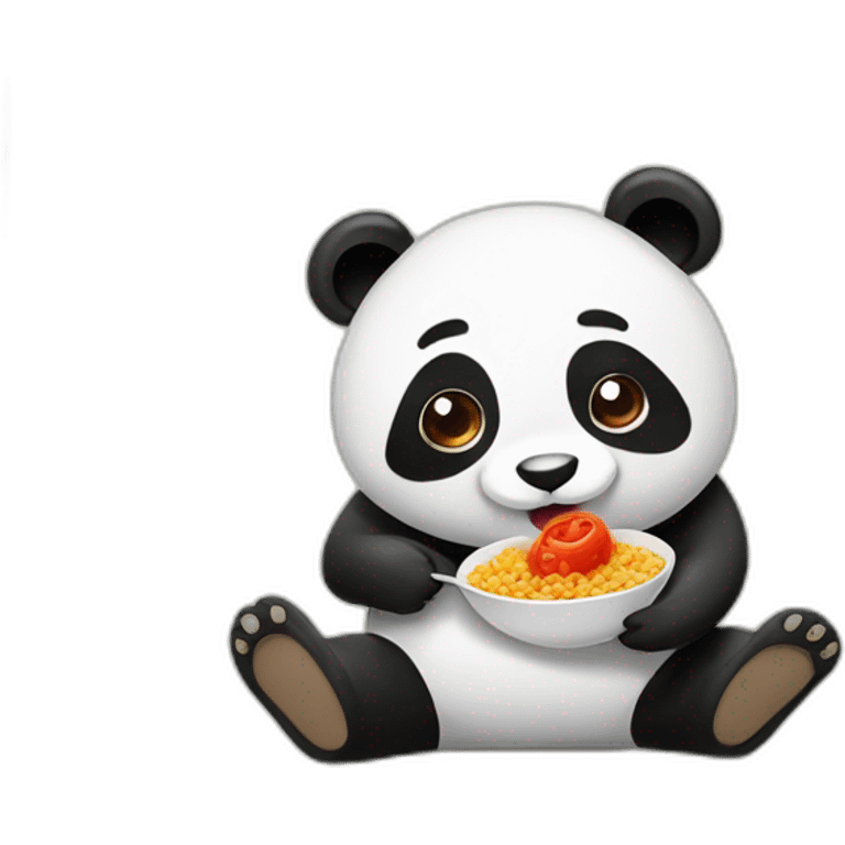 panda comiendo arroz con tomate  emoji