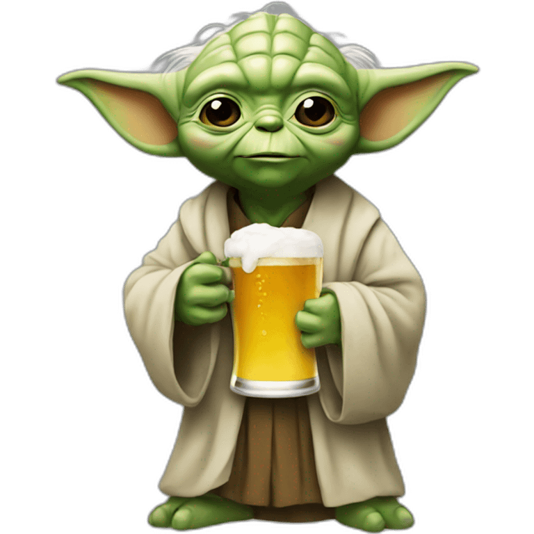 Yoda with a beer emoji