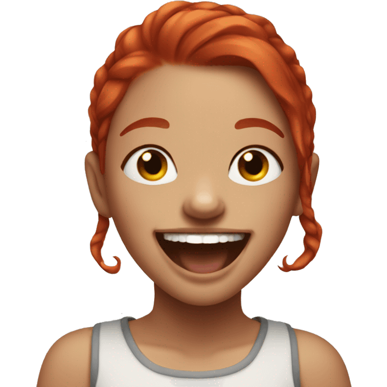 girl with red hair and septum piercing laughing  emoji