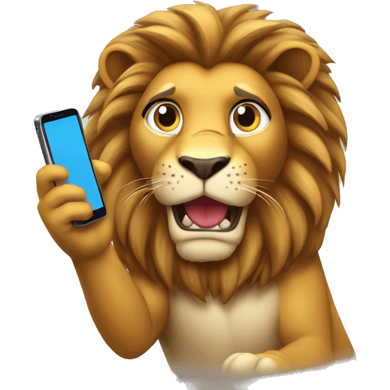 Lion with cell phone emoji