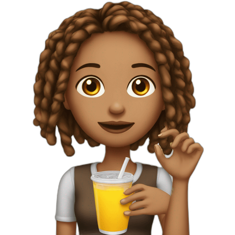 girl-brown-locs-drinking-energydrink emoji