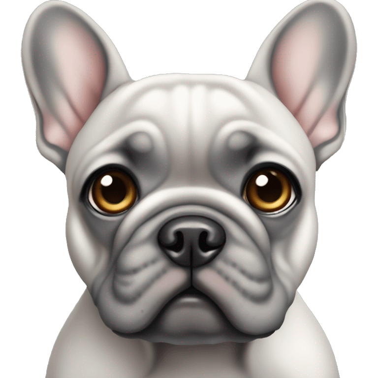 Big puppy dog eyes grey French bulldog emoji