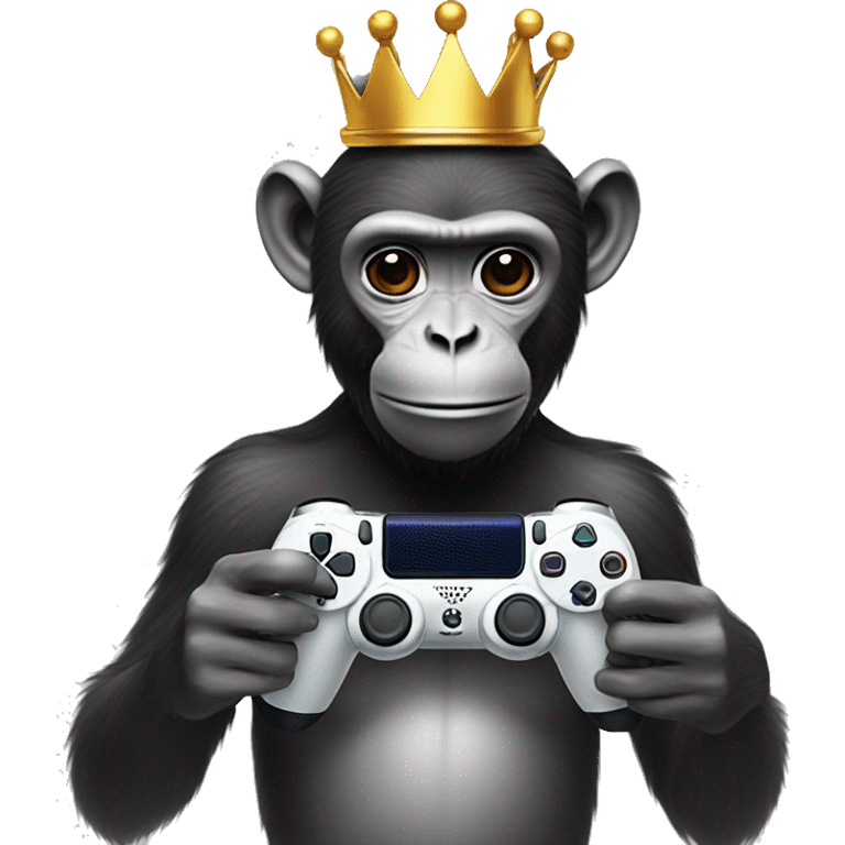 monkey with a crown and a ps5 controller in hand emoji