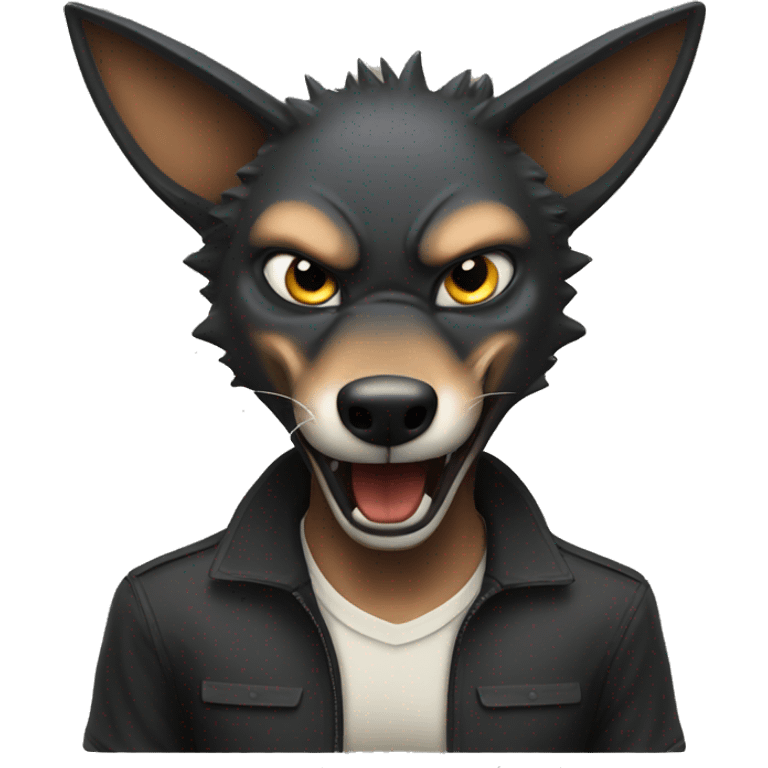 black angry jackal emoji