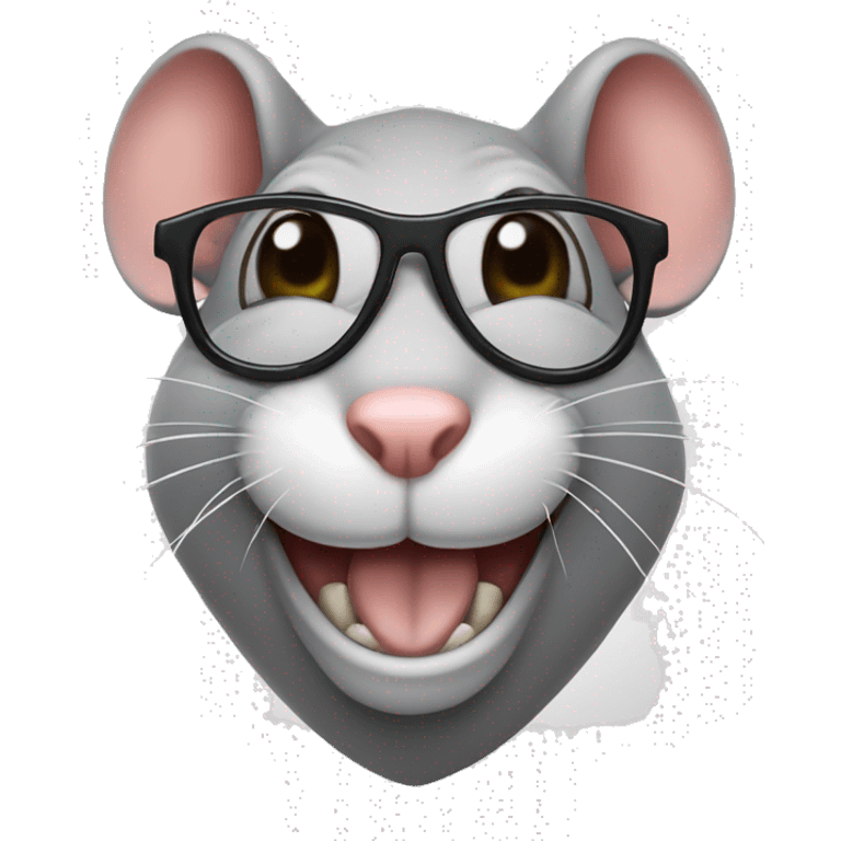 Head of a rat with glasses and a smile with 2 tooth  emoji