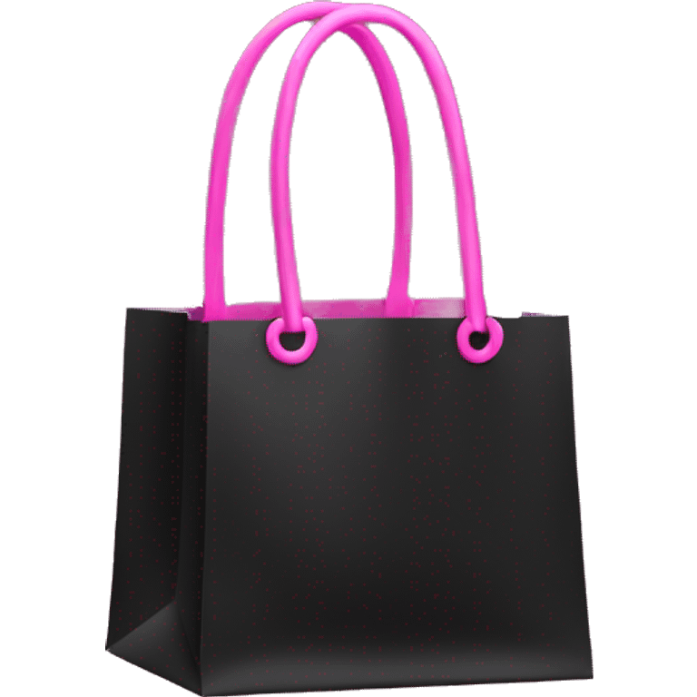 Realistic small black and pink shopping bag emoji