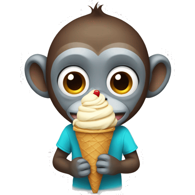 monkey holding an ice cream emoji