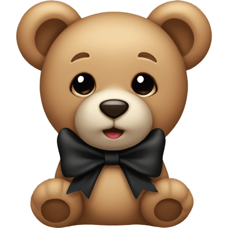 Cute teddy bear with black bow emoji