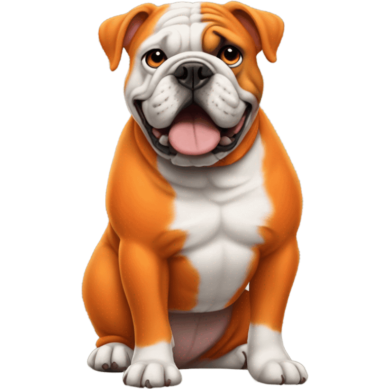 Bulldog wearing an orange t-shirt emoji