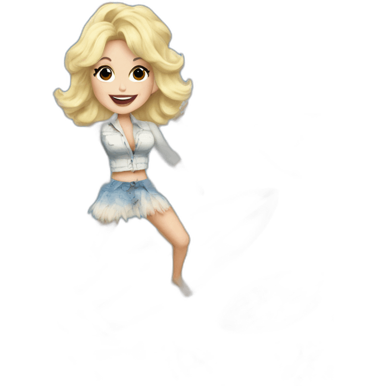 Watercolor dolly parton surfing emoji