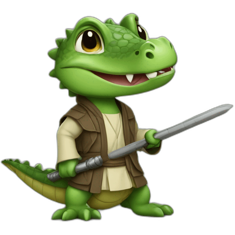 A baby crocodile jedi emoji