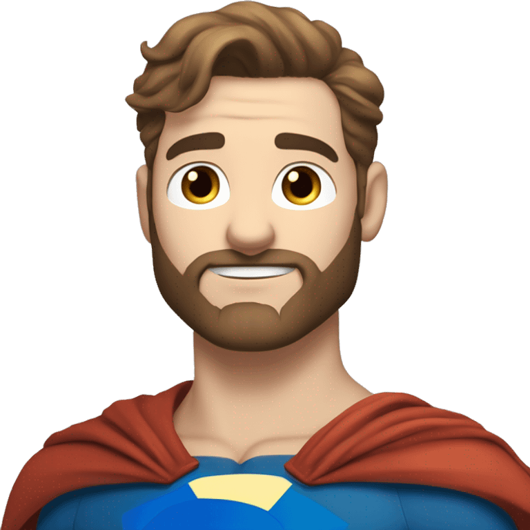 White superman, redish hair, blue eyes, redish brownish facial hair, very handsome, scruffy beard, whole body emoji