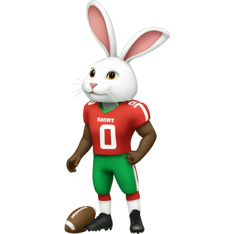 Football player in red and Green with a White rabbit  emoji