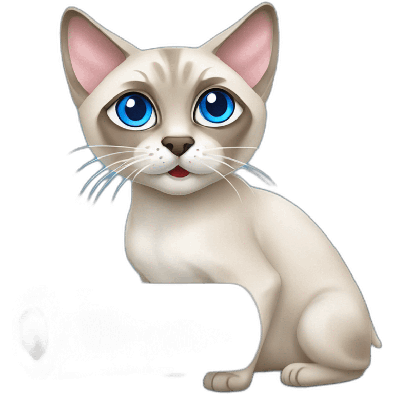 lynx point siamese cat with blue eyes attacking paper towel roll emoji