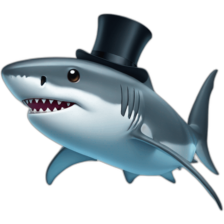 Shark with a top hat emoji