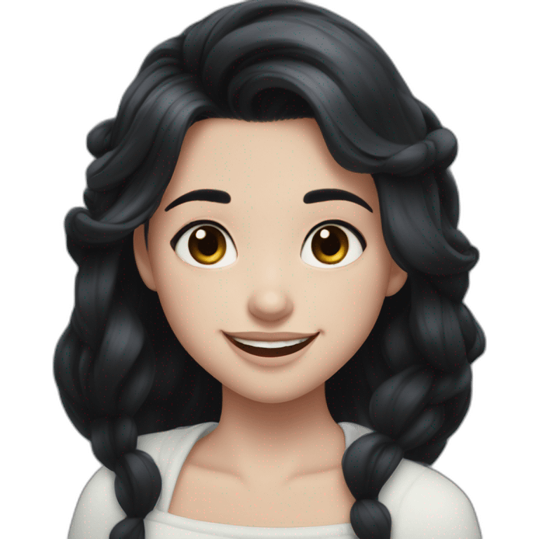 white skin and black hair and black eyes  Disney smile girl emoji